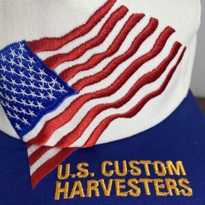 US Custom Harvesters Flag USA Red White Blue Snapback Hat Baseball Trucker Cap